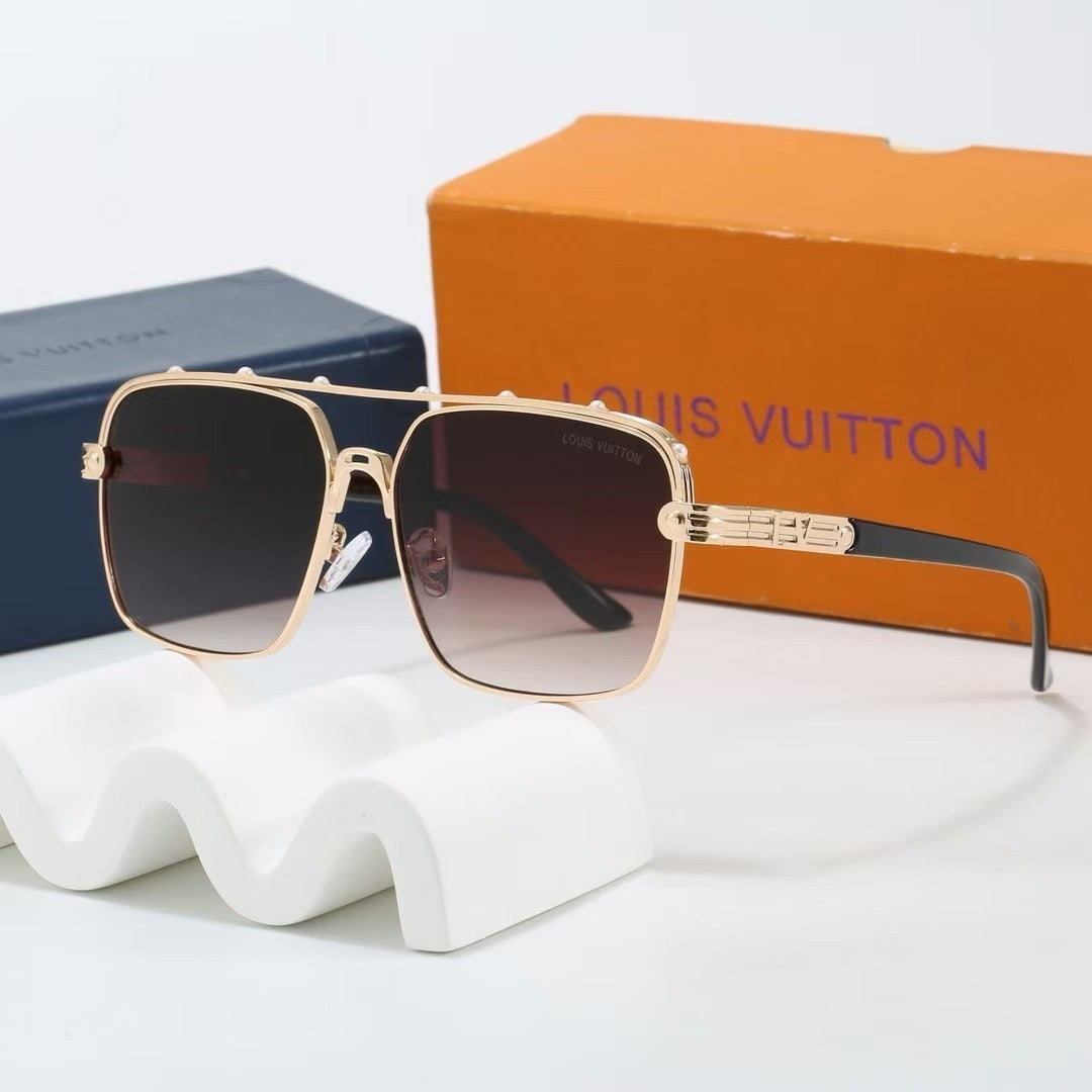 Louis vuitton Riveted Double Bridge Metal Square Sunglasses Square